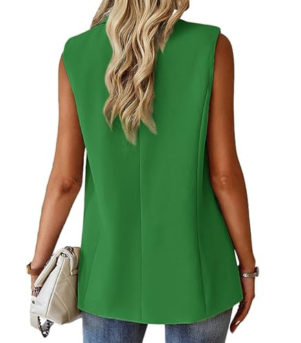 Sleeveless Blazer Vest for Women Spring 2025 Fashion Casual Lightweight Open Front Work Office Blazer Jackets with Pockets3