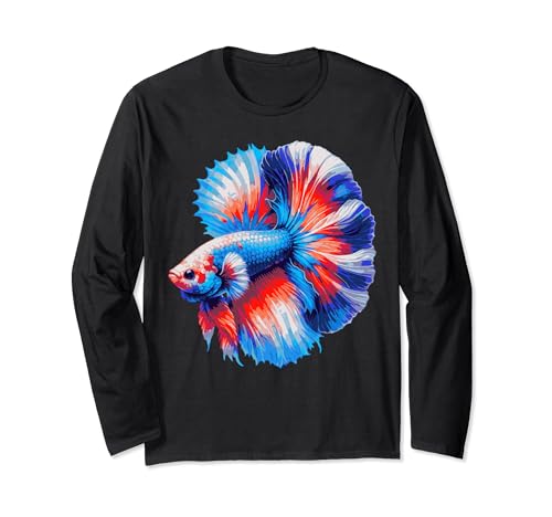Color Splash Betta Fish Siamés Fighting Fish Aquarium Lover Manga Larga