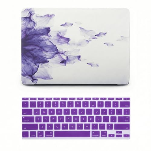 KECC Compatible with MacBook Pro 13 inch Case 2015 2014 2013 2012 Release (Old Version) with Retina Display A1502 A1425 Plastic Hard Shell + Keyboard Cover, Purple Flower
