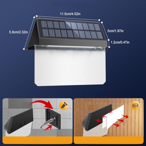 Luces solares para exteriores LED de pared automáticas con sensor de 11,5 cm 7