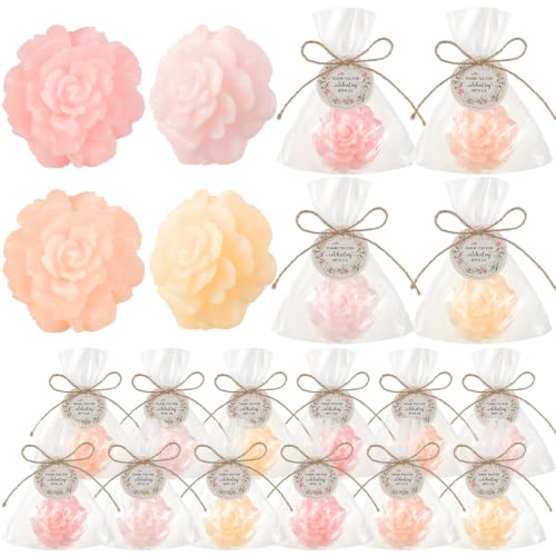 Image of Demissle 40 Sets Mini Flower Soaps Baby Shower Wedding Favors Handmade Scented Soaps Bridal Shower Favors with Thank You Tags Bags for Guests Return Gift Birthday Gender Reveal Party (Light Pink)