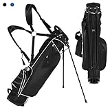 Tangkula Golf Stand Bag, Lightweight Organized Sunday Bag Easy Carry Shoulder Bag with 3 Way Dividers and 4 Pockets, Black