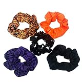 5pcs Halloween Hair Scrunchies, 5 Colors Spider Web Fall Scrunchie, Spooky Hair Scrunchies Halloween