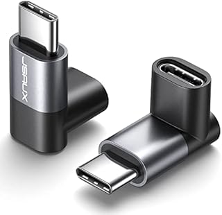 90 Stopni Kątowy USB-C Męski na USB-C żeński, Adapter JSAUX 2-Pak Typu C Connecter USB-C 3.1/40 Gb/s PD 100 W do Szybkiego ładowania Parowego Tarasu, Przełącznika, VR i Innych Laptopów, Tabletu i Telefonu