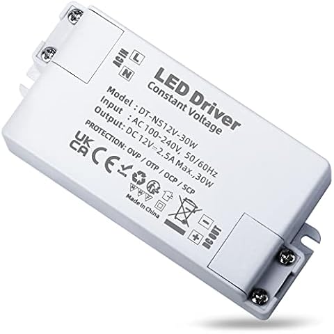 REYLAX LED Transformator 12V 30W, LED Treiber, Elektronischer Trafo, 2500mA 230V Auf 12V DC LED Schalt Niedervolttrafo, Konstantspannungs Netzteil für LED Lampen Beleuchtungen-94x43x23mm Cover