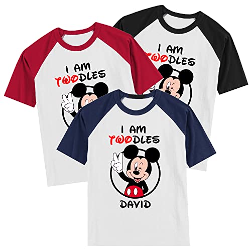 Personalized Mickey's 2nd Birthday Shirt | Handmade Decorated Shirt | Personalized with Name and Age | Unisex Short Sleeve Raglan T-Shirt3