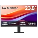 LG MONITOR 24U421A – Curved FHD 1080p VA 24 inch, 100Hz, 5ms, Computer desktop display, Flicker safe & Reader Mode, USB-C, HDMI, Matte Black
