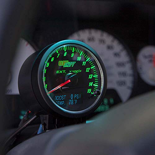 Glowshift 3In1 Analog 60 Psi Boost Gauge Kit With Digital 2200 F Pyrometer Exhaust Gas Temperature Egt & 150 Psi Pressure Readings - 10 Selectable Led Colors - Black Dial - Clear Lens - 2-3/8" 60Mm #TOP2