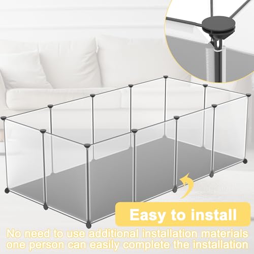 ACXIN Kleintiergehege 12PC mit Bodenplatten, komfortabler Unterlage, 143×73×46 cm – ideal als Laufstall für Hund, Katze, Kaninchen, Meerschweinchen, Freigehege für Tiere, Nager Gehege
