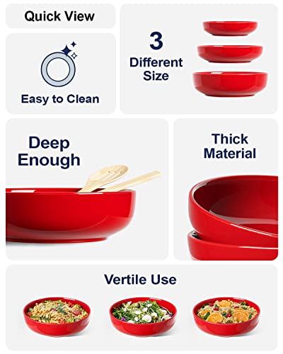 Le Tauci 9.6 Inch Large Serving Bowls, 2.5 Quart Big Salad Serving Bowls, Serving Bowls For Entertaining, Microwave & Dishwasher Safe, Deep Soup Bowl For Kitchen, (True Red, 85 Ounce (Set Of 2)) #TOP4