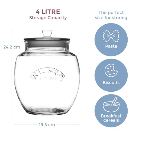 Kilner Glassware Universal Storage Jar, Durable Airtight Container, 135 Fluid Ounces