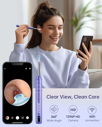 Ear Wax Removal Tool Camera, Ear Cleaner with Camera, Ear Cleaning Kit 1296P HD Ear Scope, 6 LED Lights and 12 Ear Picks, Earwax Removal with Otoscope to Earify Earwax for iOS and Android - Image 3