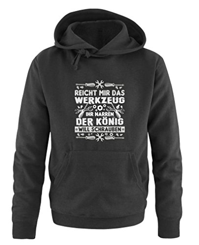 Reicht Mir das Werkzeug Ihr Narren der König Will Schrauben. - Herren Hoodie - Schwarz/Silber Gr. L