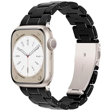 Melyis Pulseira de relógio de resina leve para Apple Watch séries 10/9/8/7/6/5/4/3/2/1/SE/preta ultra pura