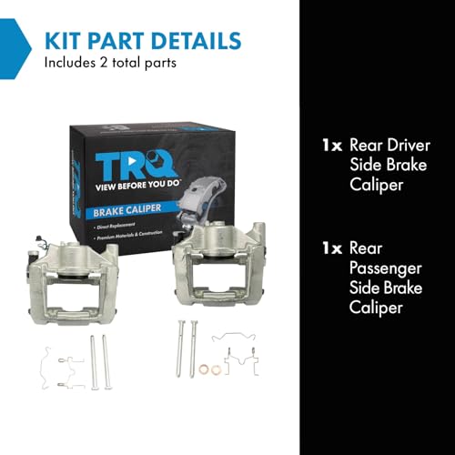 Image of TRQ Rear Driver and Passenger Side Brake Caliper Set Caliper Brackets Hardware Compatible with 06-07 Lexus GS430 07-11 GS450h 08-11 GS460 06-10 IS350 11-13 IS350 with 10mm Mounting Bolts