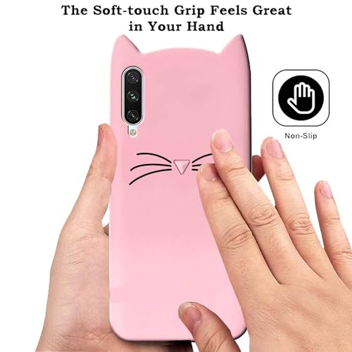 Image of COVERBLACK Coloured 3D Cat Soft Silicone Girls Back Case Cover for OnePlus Nord CE 2 5G - Baby Pink