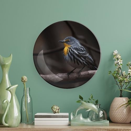Plato decorativo Bird Sitting on Branch de porcelana 6 in miniatura 5