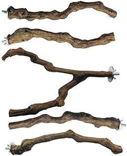 Allazone 5 PCS Bird Perch Natural Grape Stick Bird Standing Stick Swing Chewing Bird Toys Natural Grapevine Bird Cage Perch For Parrot Cages Toy for Cockatiels, Parakeets, Finches