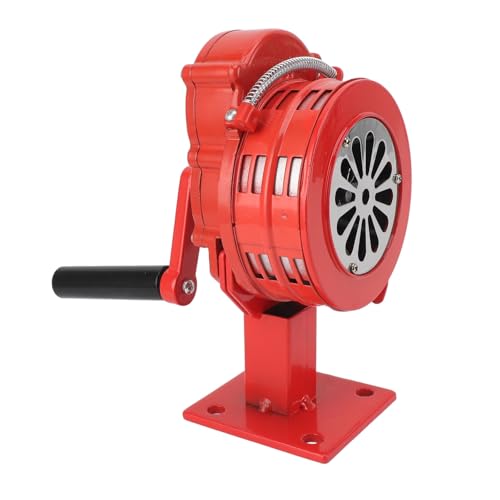 Hand Crank Siren Horn Handheld Air Siren Aluminium Alloy Portable Manual Siren 110dB Alarm for Emergency (Red)