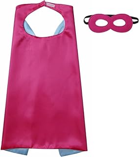 Willows Castle Superhero Cape & Mask Fancy Dress Up Girls Costume Set For Kids 3-10 Years Roleplay Hero (Double Sided Pink or Purple Cape)