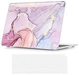 Belk Funda Dura Compatible con MacBook Air 13 Pulgadas 2021 2020 2019 2018 con Touch ID & Retina M1 A2337 A2179 A1932, Carcasa Rígida Protector de Patrón Plástico con Cubierta de Teclado, Mármol Rosa