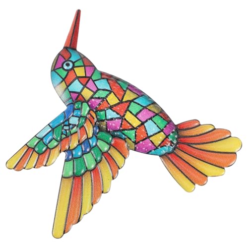 NUOBESTY Adorno Metálico Colibrí para Pared Escultura Colorida Resistente Exteriores Decoración Artística Hogar y Jardín Ornamento Mural de Aves para Salón y Terraza