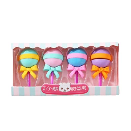 3pc Cartoon Simulation Candy Eraser Set Cute Eraser Box-Lollipop