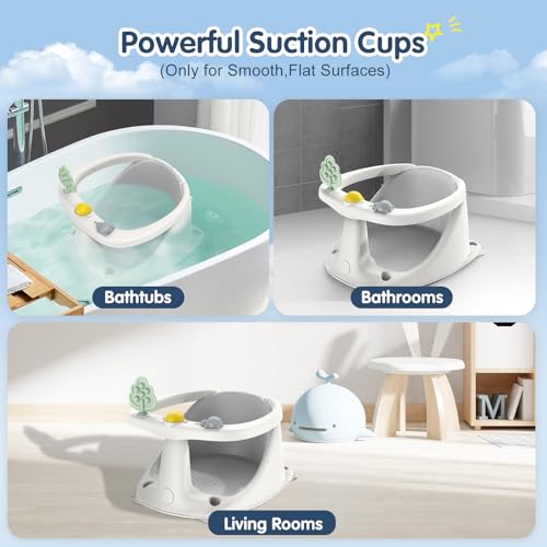 Image of Baby Bath Seat for Babies 6 Months & Up, Non-Slip Bath Seats for Babies Sitting up,Bath tub Seat with Suction Cups,Safe & Comfortable Bath Chair Baby, Gray