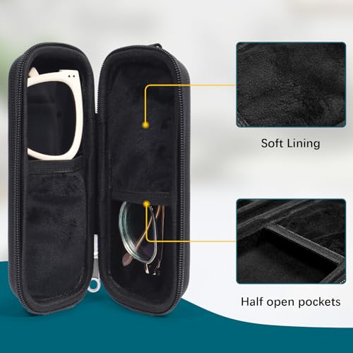 Image of Double Eyeglasses Case Hard Shell Dual Sunglasses Organizer with Zipper Closure Travel Eyewear Storage for Vehicle