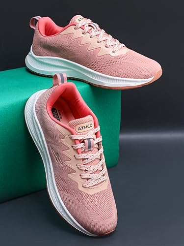 Image of ATHCO Womens Vegas Running Shoes for Woman with Soft Flexible Memory Foam Women's Shoes for Walking Gym Training,Casual, Sports, Lightweight Lace up Athletics Slipon Running Shoes for Ladies & Girls