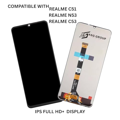 Image of Bezel-Less Display for Realme C53 /C51 /Narzo N53 | HD+ IPS LCD Screen Replacement | Original Quality Black Glass with Touch Panel | Durable, Fast-Response Mobile Display Combo