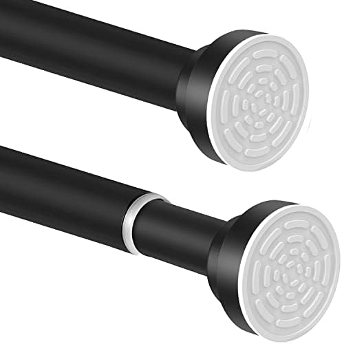 Curtain Rod No Drill Shower Curtain Pole Extendable Shower Rod No Rust Stainless Steel Shower Pole for Bathroom,Doorway, Garderobe 50.5-80CM/19.79-31.49 Inch2PCS) Silver