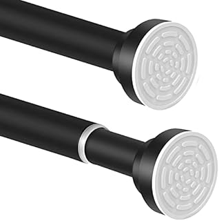 Curtain Rod No Drill Shower Curtain Pole Extendable Shower Rod No Rust Stainless Steel Shower Pole for Bathroom,Doorway, Garderobe 50.5-80CM/19.79-31.49 Inch2PCS) Silver