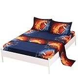 SDIII 4PCS American Football Sheet Sets Full Size Sport Bedding Sheet Sets with Flat Fitted Sheet for Boys, Girls and Teens (Full, American Football)