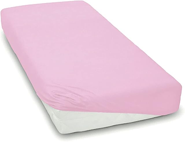Pack of 2 soft fitted sheet jersey stretchy cotton fit junior bed 160x80cm Pink