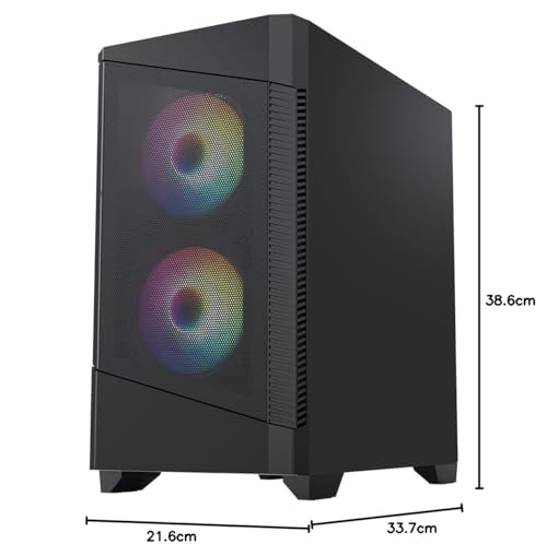 CiT Level 1 Airflow Micro-ATX PC Gaming Case M/ATX with Mesh Front Panel & Tempered Glass Side Panel with with 3 x RGB Rainbow Fans Included | Black - Image 16
