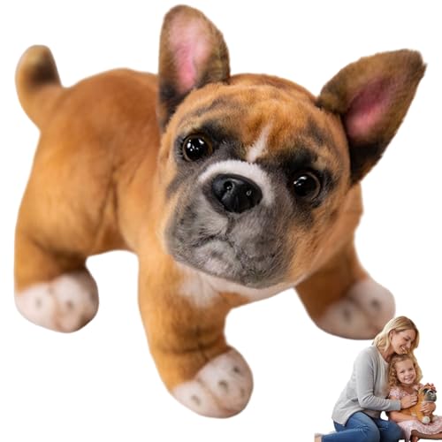 Temeemeg Peluche Bulldog francese Peluche ultra morbido e realistico Frenchie Cane di realistico da 8, 7 pollici per bambini Decorazioni per la casa e regali