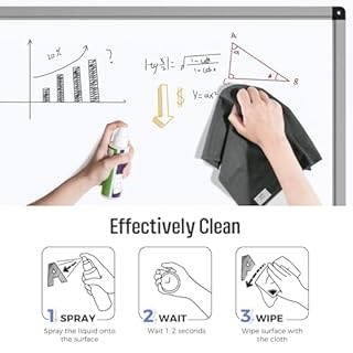 loukin 2pcs Magnetic Whiteboard Cleaning Cloth, Dry Erase Cleaning Cloth for Classroom, Home and Office Use, Reusable and Washable, Gray, 12" x 12", Free 3.4oz Whiteboard Cleaner Included