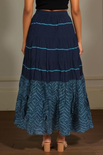 Image of Premium Long Skirt | Stylish Long Crushed Cotton & Unique Prints | Floor Length Skirt for Women | Elastic Waist Premium Maxi Skirt - Comfortable Casual Wear