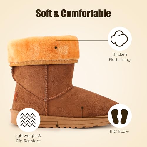 Winter Snow Boots for Women, Classic Waterproof Womens Snow Boots with Faux Suede, Warm Comfortable Mid-Calf Fur Boot Outdoor(Black)3