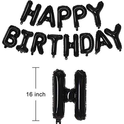 Happy Birthday Banner Balloon, Black Foil Balloon 16 Inch Letters Birthday Party Decorations For Boys Girls Men Women #TOP1