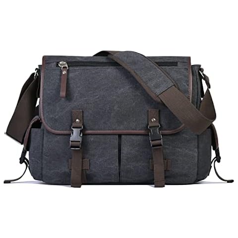 CROCOD Vintage Canvas 15.6 inch Laptop Messenger Bag Cover