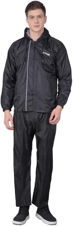 Rainguard Men's PVC Full Sleeve Solid Reversible Raincoat Set With Adjustable Hood and Pocket