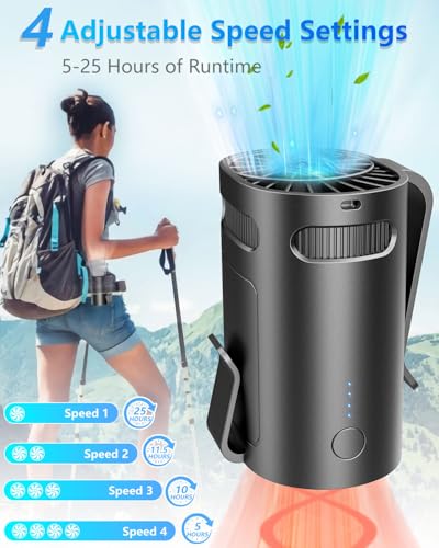 Image of Waist Fan Clip on-Mini Lightweight Portable Fans Rechargeable Under Shirt Belt Pants Body Fans that Blow Cold Air,Waistband Cooling Fan,Powerful Small Personal Hanging Neck Cooler AC Travel Black