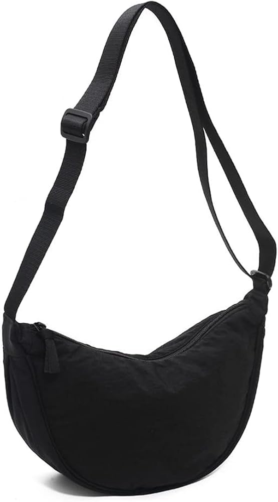 Sac Demi-lune En Velours Côtelé Noir – Bandoulière Ajustable – Dimensions 33 X 17 X 10 Cm – Quotidien Ou Soirée
