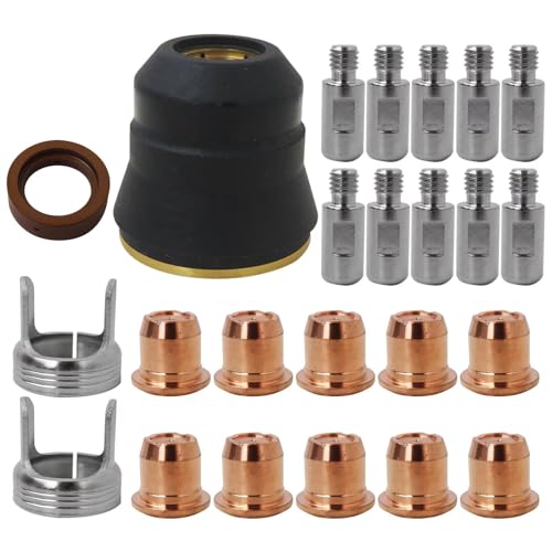24 Piece IPT40 Plasma Cutter Consumables Kit | Compatible for YESWELDER CUT 55DS Pro/CUT 65DS | Brass & Stainless Steel Electrodes/Tips (Electrode, Nozzle, Retaining Cap)