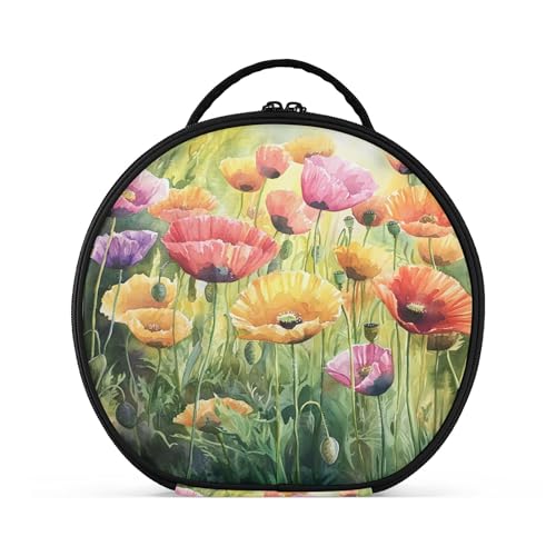 Takiito Colorful Meadow Flower Travel Makeup Case Portable Makeup Box Artist Cosmetic Case Organizer With Adjustable Dividers