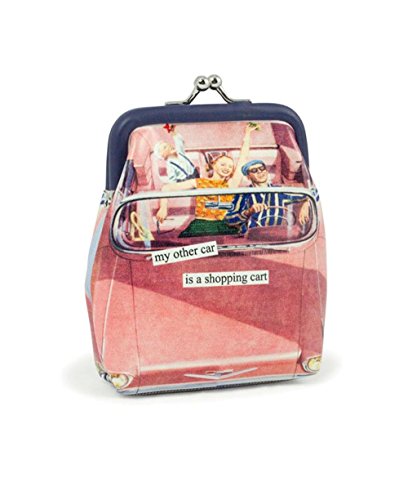 Anne Taintor Vinyl Kiss Lock Change Coin Purse - My Other Car Is A Shopping Cart