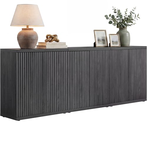 SICOTAS Buffet Cabinet with Storage Accent Sideboard Modern Credenza with Doors & Shelves Fluted Media Console Mid Century Coffee Bar Table for Living Room Kitchen Dining Room Hallway(3PCS)