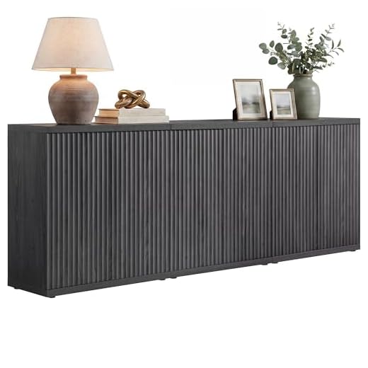 SICOTAS Buffet Cabinet with Storage Accent Sideboard Modern Credenza with Doors & Shelves Fluted Media Console Mid Century Coffee Bar Table for Living Room Kitchen Dining Room Hallway(3PCS)